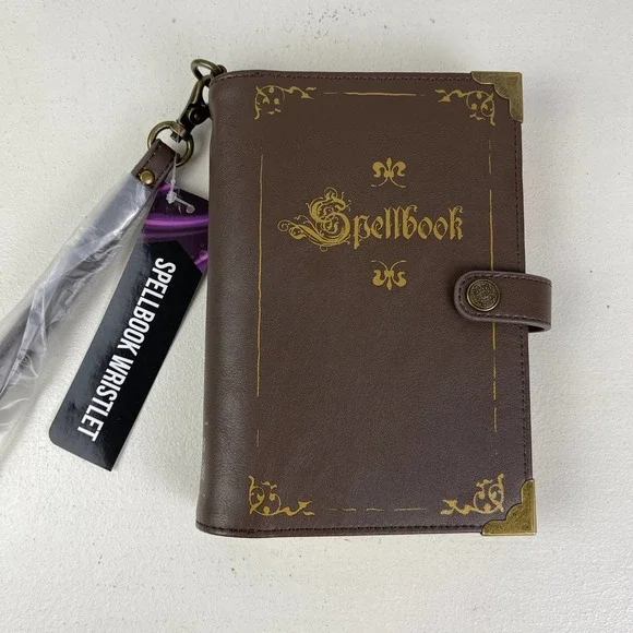 🚫SOLD🚫 NWT Think Geek Spellbook Billfold Wallet SOLD OUT Brown Faux Leather - Picture 2 of 16